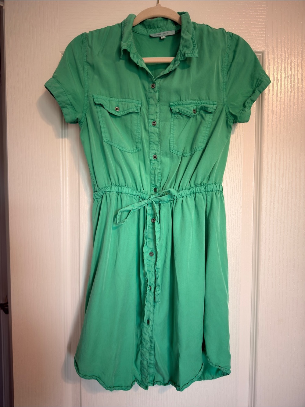 Love Tree Mint Green Button-Front Shirt Dress